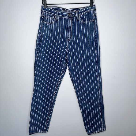 American Eagle Outfitters Denim - American Eagle Women’s Dark Wash Mom Jeans Pinstripe Size 8